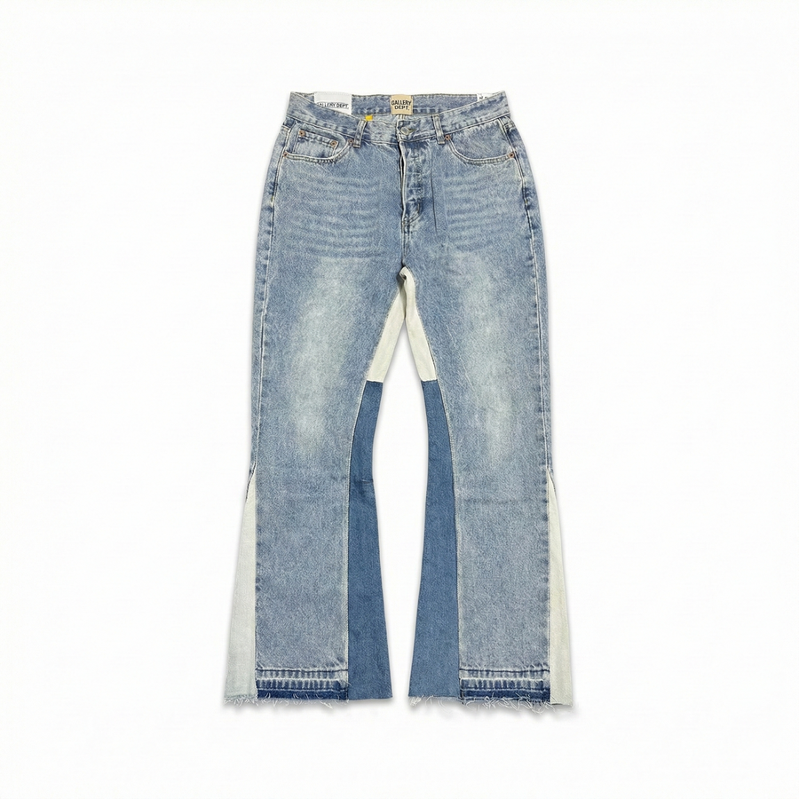 Gallery Dept. Vintage Wash Patchwork Flare Jeans - Light Wash Denim