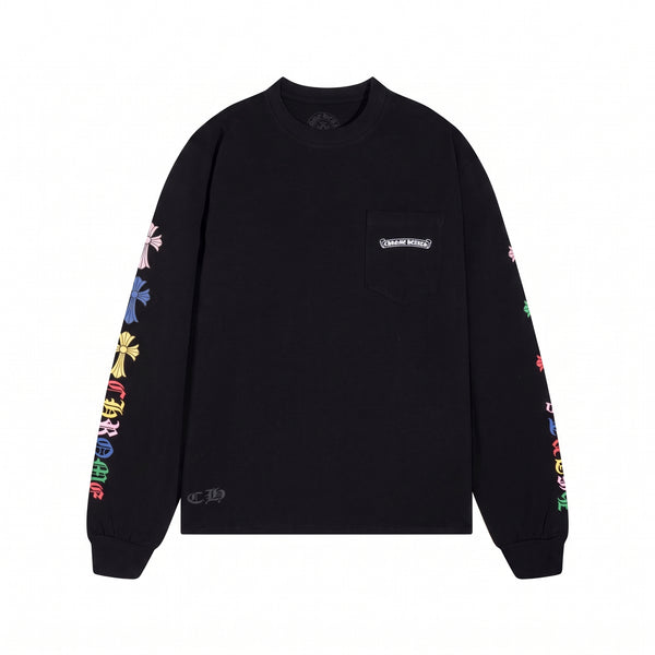 Chrome Hearts Multicolor Cross Pocket Long Sleeve T-Shirt - Black / Multicolor