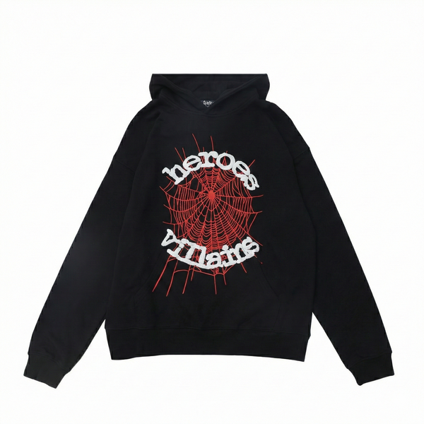 Sp5der x Heroes And Villains Hoodie Black