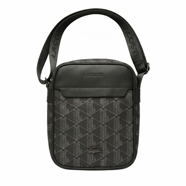 Lacoste The Blend Monogram Vertical Shoulder Bag - Black
