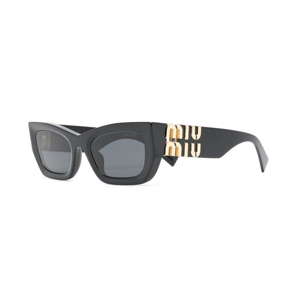 Miu Miu Logo Plaque Sunglasses - Black / Gold