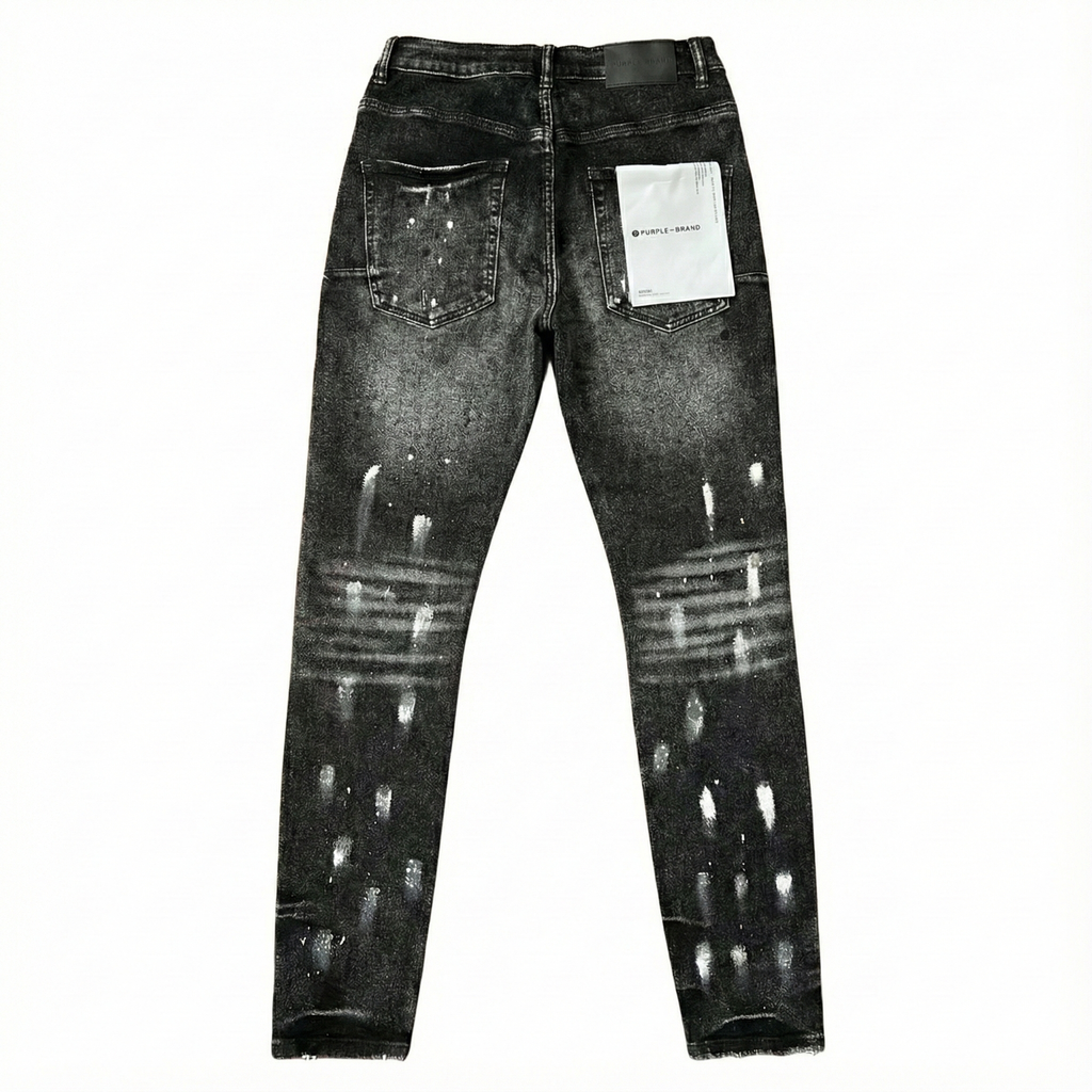 Purple Brand P001 Black Monogram Paint Jeans