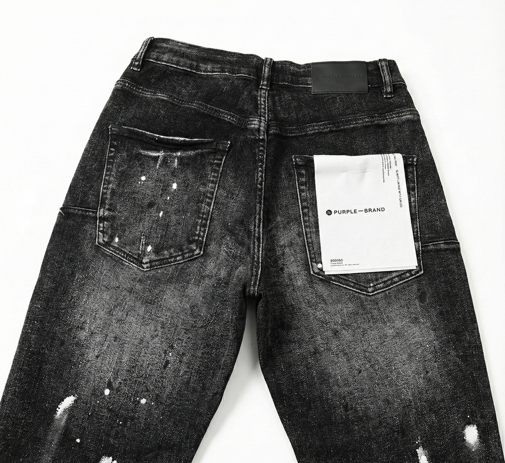Purple Brand P001 Black Monogram Paint Jeans