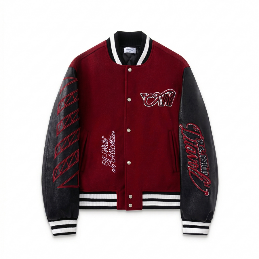 Off-White c/o AC Milan Varsity Jacket - Black / Red