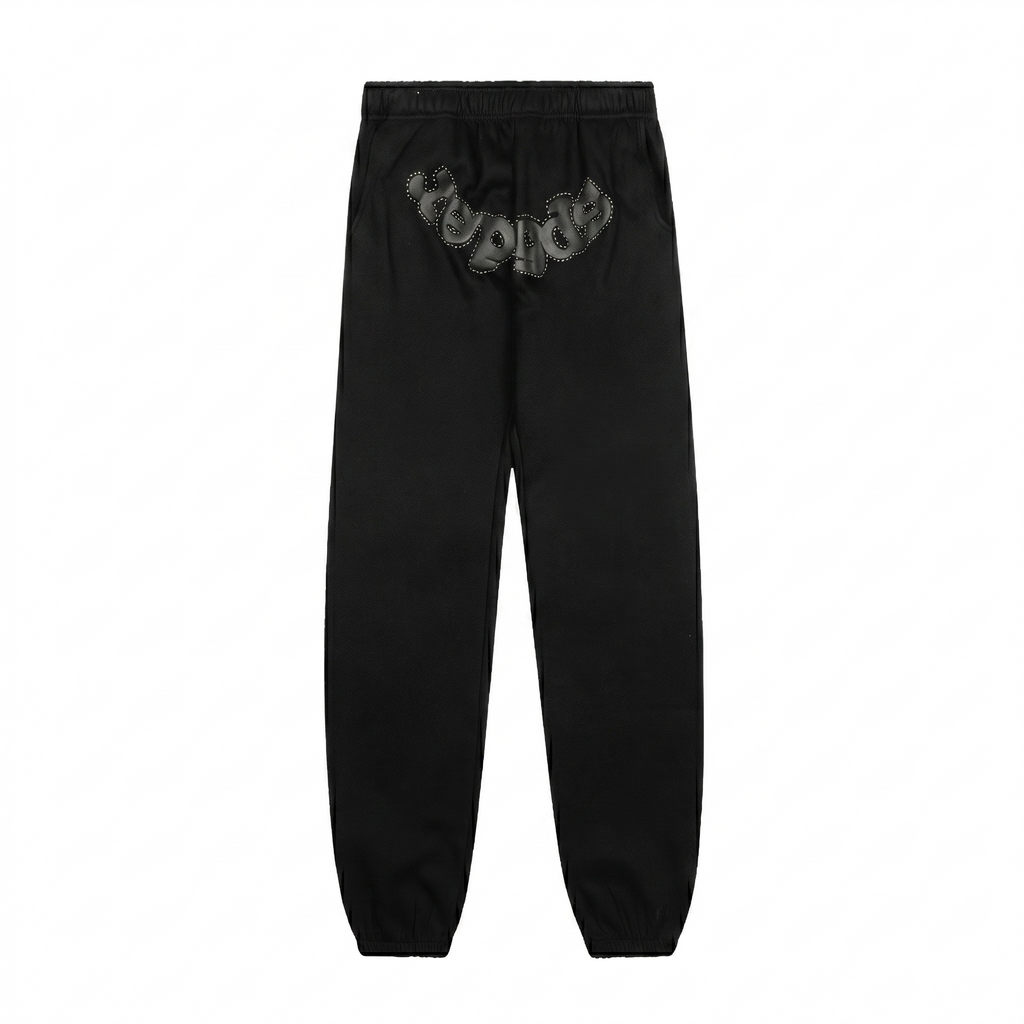 Sp5der Black Rhinestone Sweatpants - Black