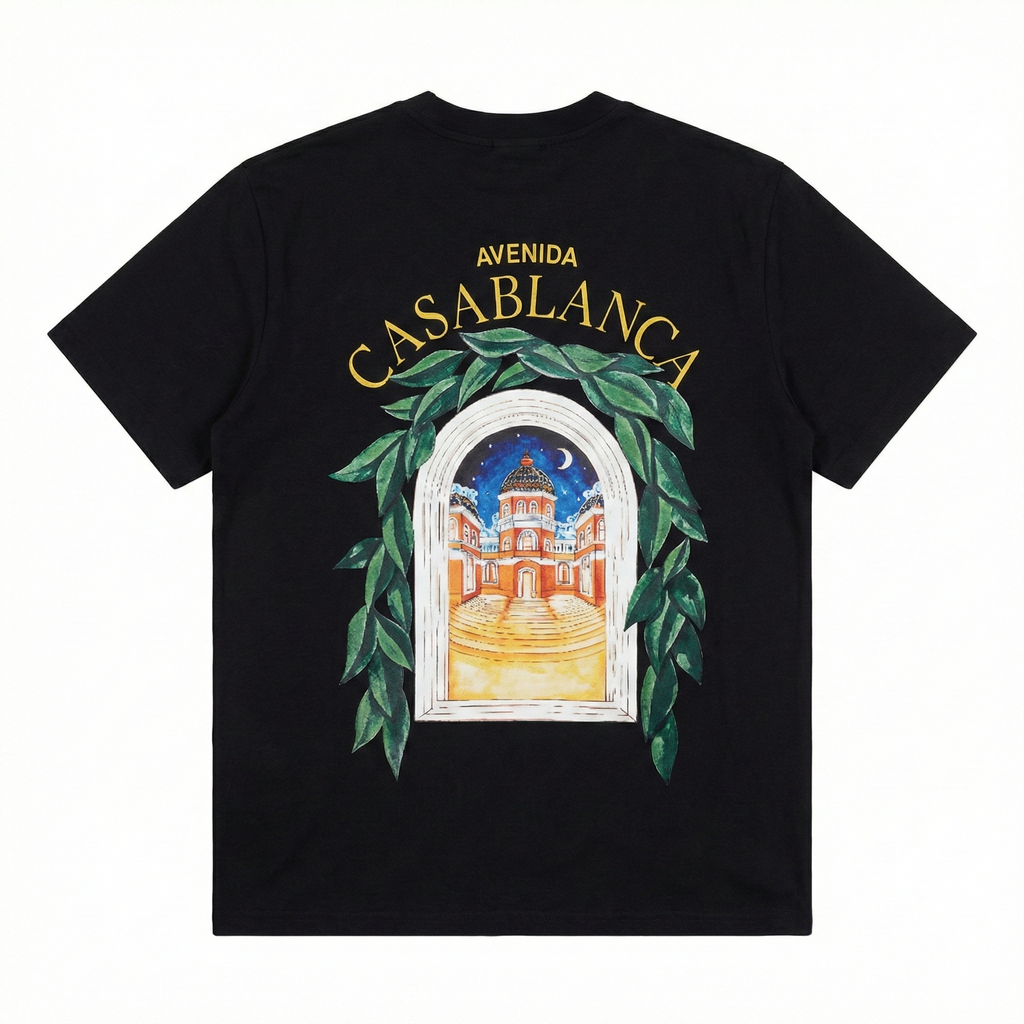 Casa Blanca Avenida Print T-Shirt - Black