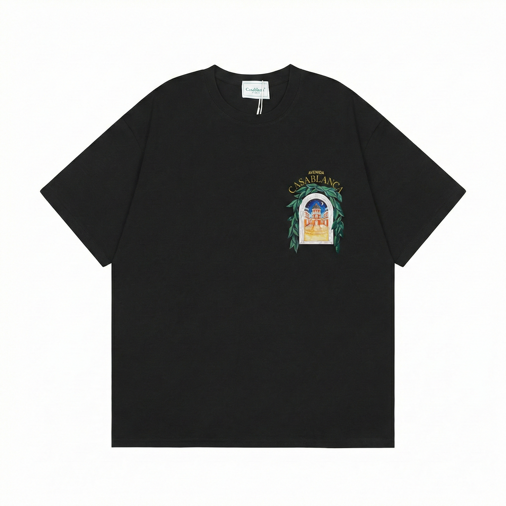 Casa Blanca Avenida Print T-Shirt - Black