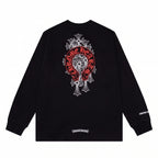 Chrome Hearts Horseshoe Cross Long Sleeve T-Shirt - Black / Red