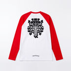 Chrome Hearts Dagger Crest Raglan Long Sleeve T-Shirt - White / Red