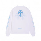 Chrome Hearts Horseshoe Cross Long Sleeve T-Shirt - White / Blue