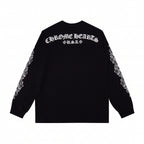 Chrome Hearts Horseshoe Floral Long Sleeve T-Shirt - Black