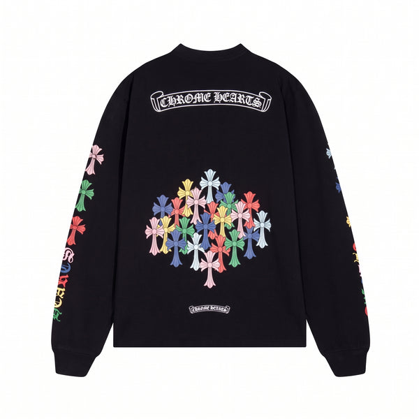 Chrome Hearts Multicolor Cross Pocket Long Sleeve T-Shirt - Black / Multicolor