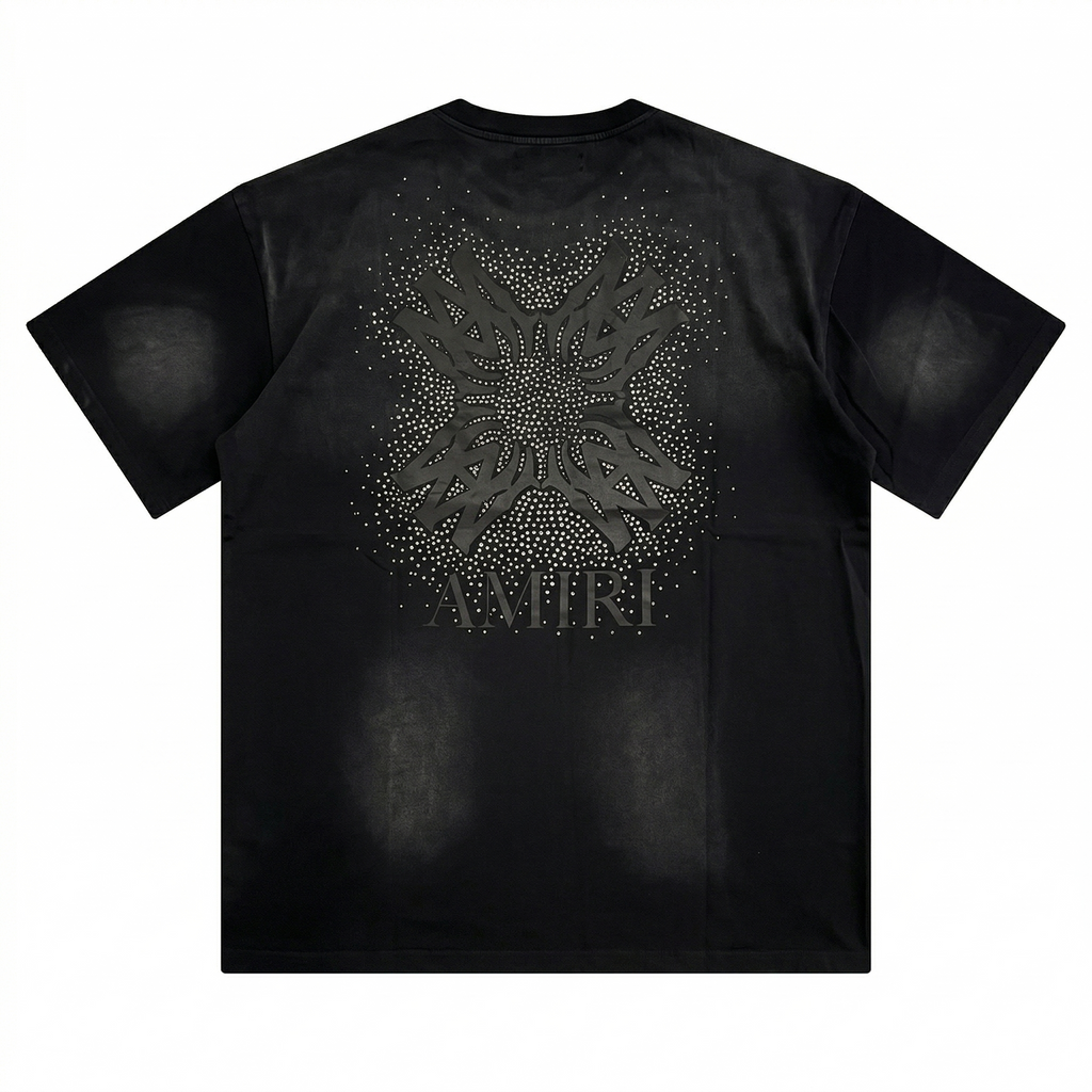 Amiri Rhinestone MA Cross T-Shirt - Vintage Black