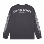 Chrome Hearts Horseshoe Floral Long Sleeve T-Shirt - Grey