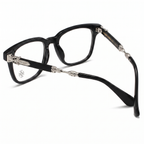 Chrome Hearts 2272 glasses in black acetate with silver cross link hardware, rear view