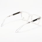 Chrome Hearts 2272 glasses in clear crystal acetate with black temples and silver hardware, rear view