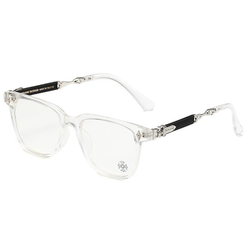 Chrome Hearts 2272 glasses in clear crystal acetate with black temples and silver hardware, front angle
