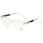 Chrome Hearts 2272 glasses in clear crystal acetate with black temples and silver hardware, front angle