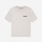 Fear of God Essentials SS22 Chest Logo T-Shirt in Light Oatmeal, front view