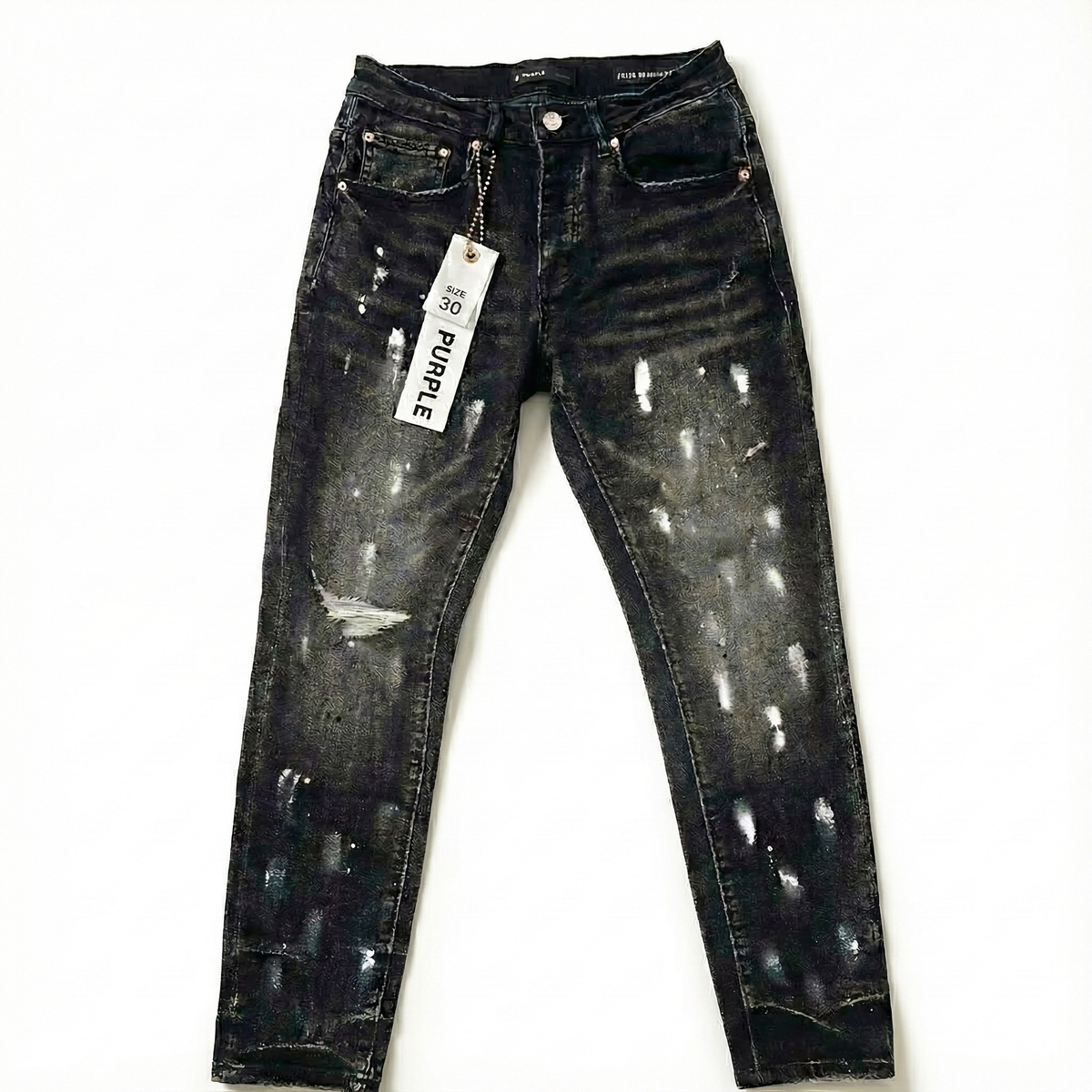 Purple Brand P001 Black Monogram Paint Jeans