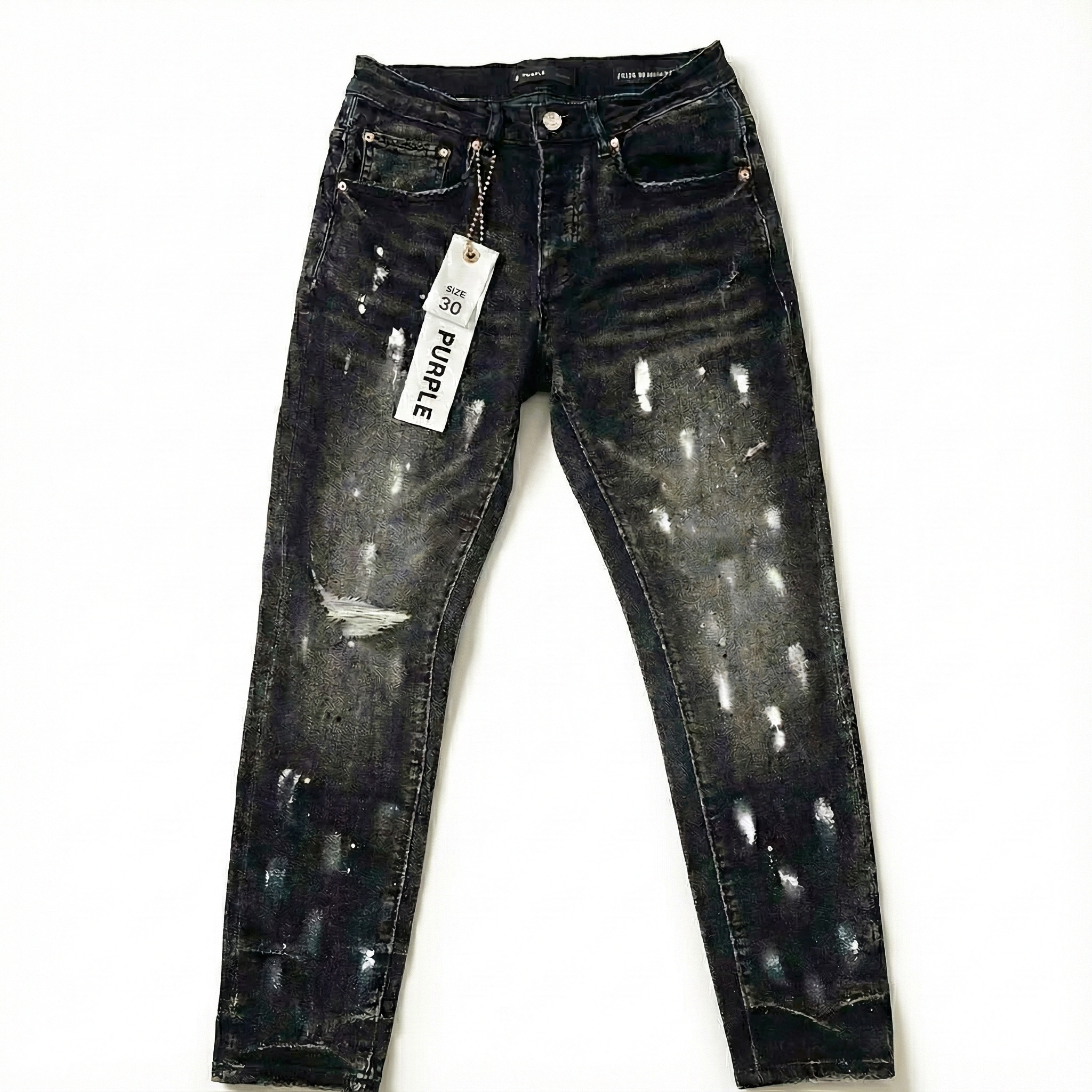 Purple Brand P001 Black Monogram Paint Jeans