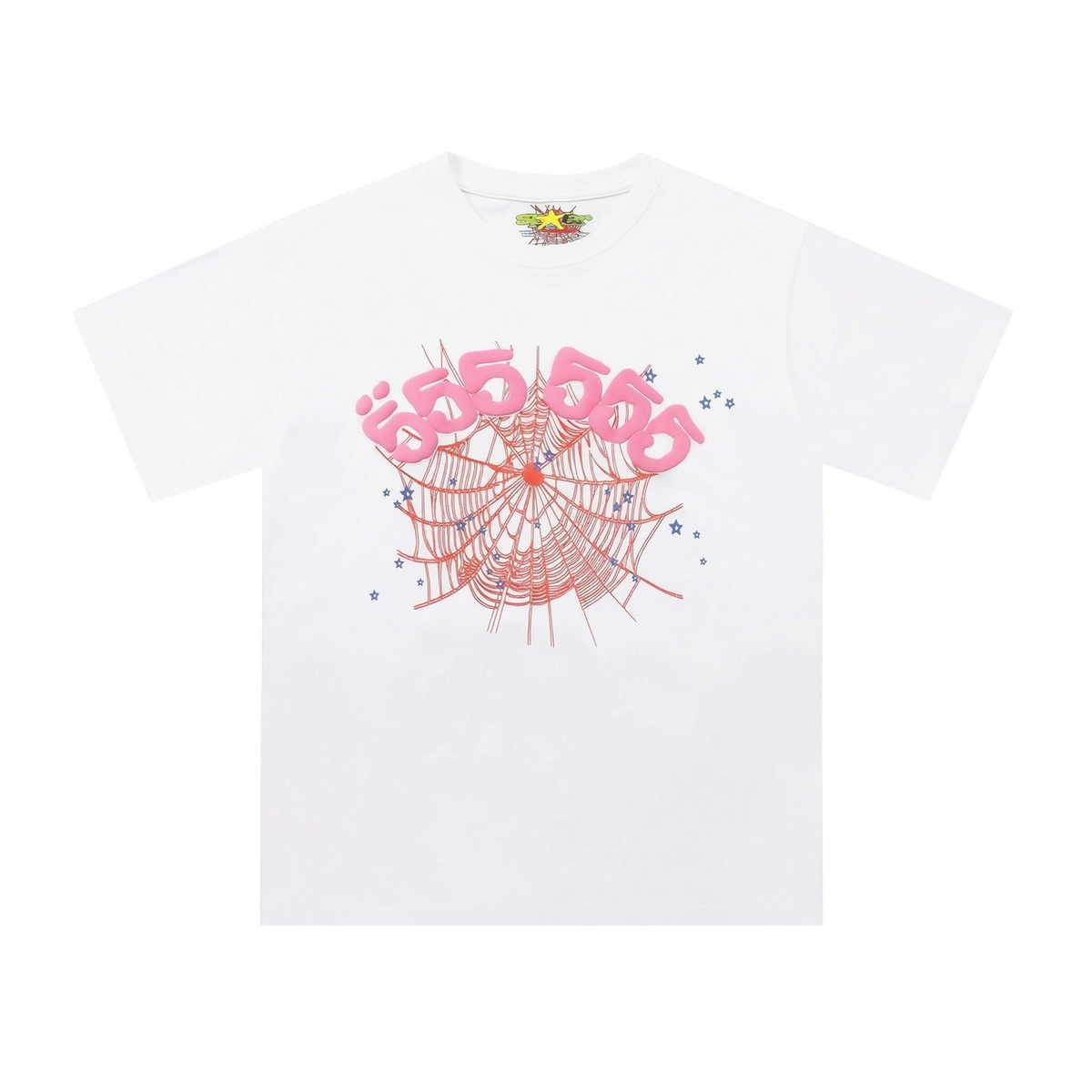 Sp5der OG Web Tee — White / Pink 555