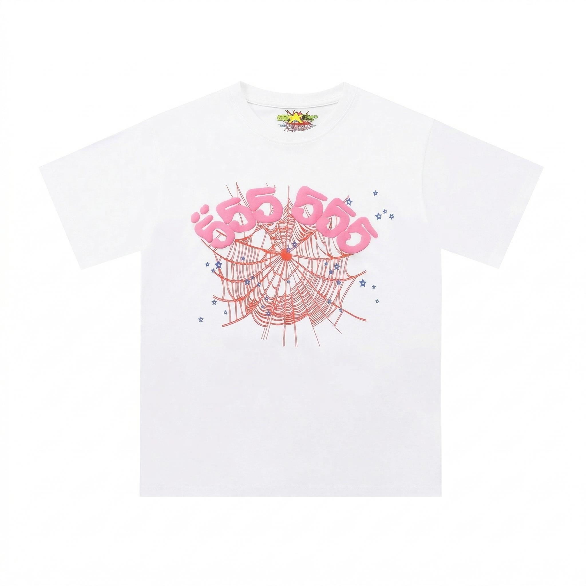 Sp5der OG Web Tee — White / Pink 555