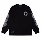 Chrome Hearts Horseshoe Floral Long Sleeve T-Shirt - Black