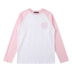 Chrome Hearts Horseshoe Cross Raglan Long Sleeve T-Shirt - White / Pink