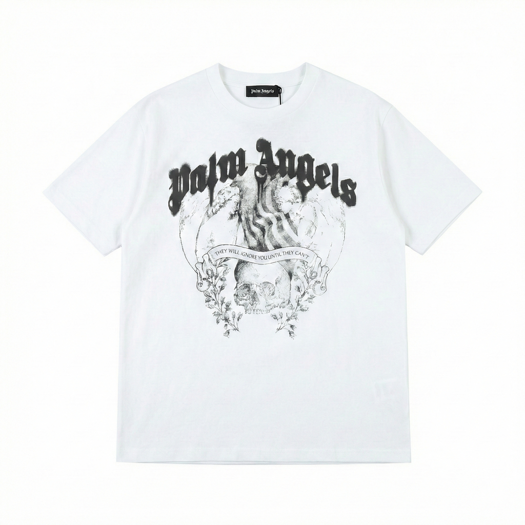 Palm Angels "Ignore You" Skull Graphic T-Shirt - White