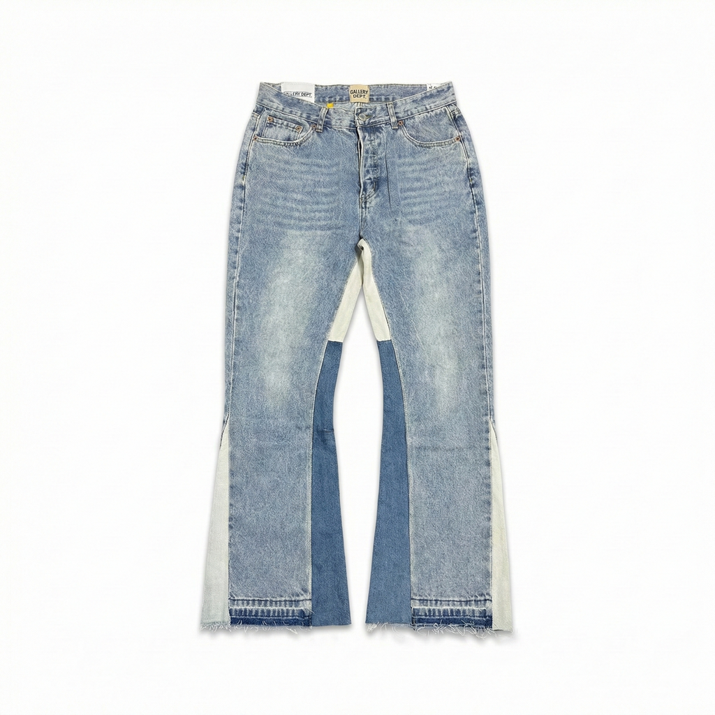 Gallery Dept. Vintage Wash Patchwork Flare Jeans - Light Wash Denim