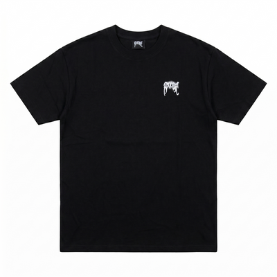 Revenge White Embroidered Basic Tee — Black