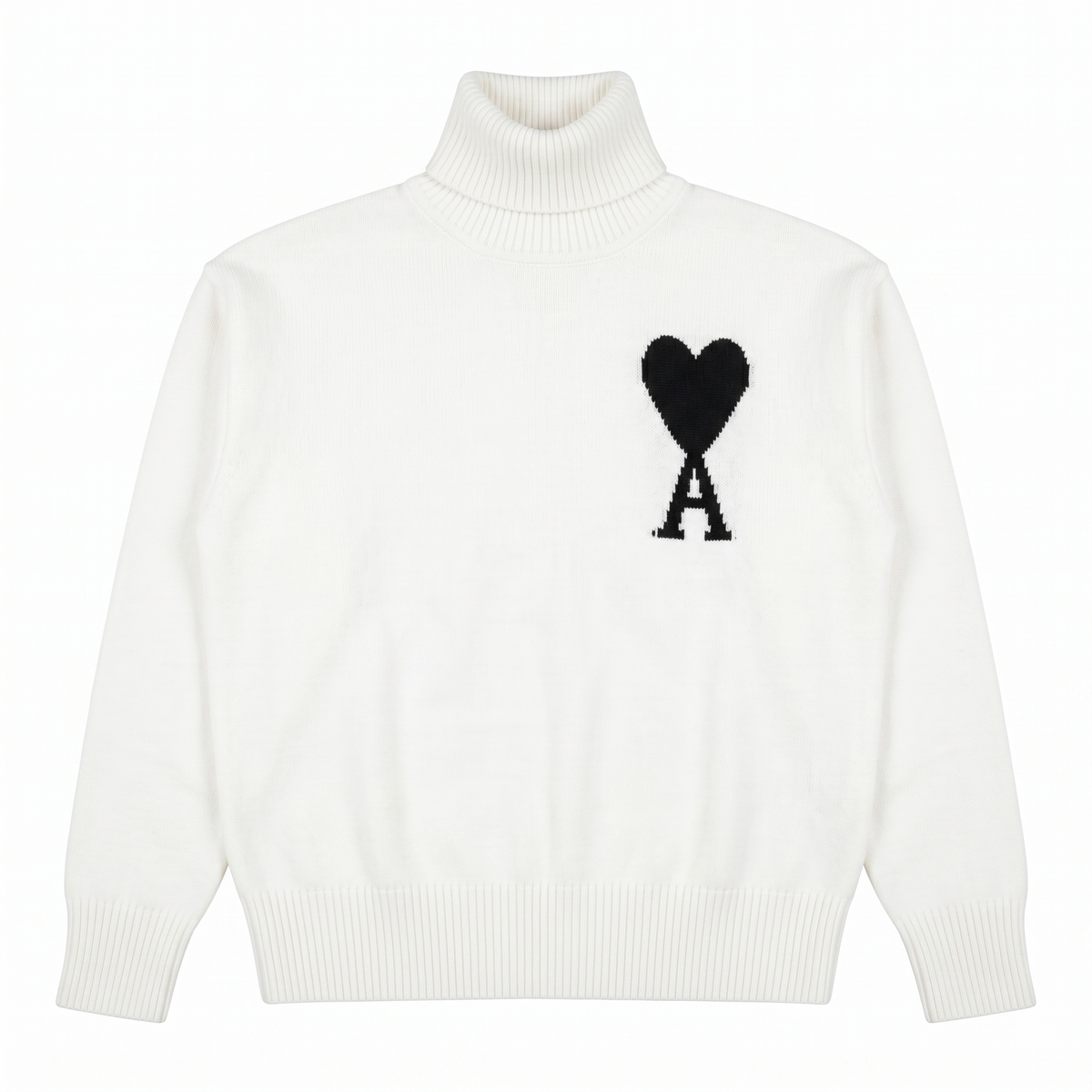 AMI Paris Ami de Coeur Oversized Turtleneck Sweater – White
