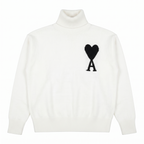 AMI Paris Ami de Coeur Oversized Turtleneck Sweater – White