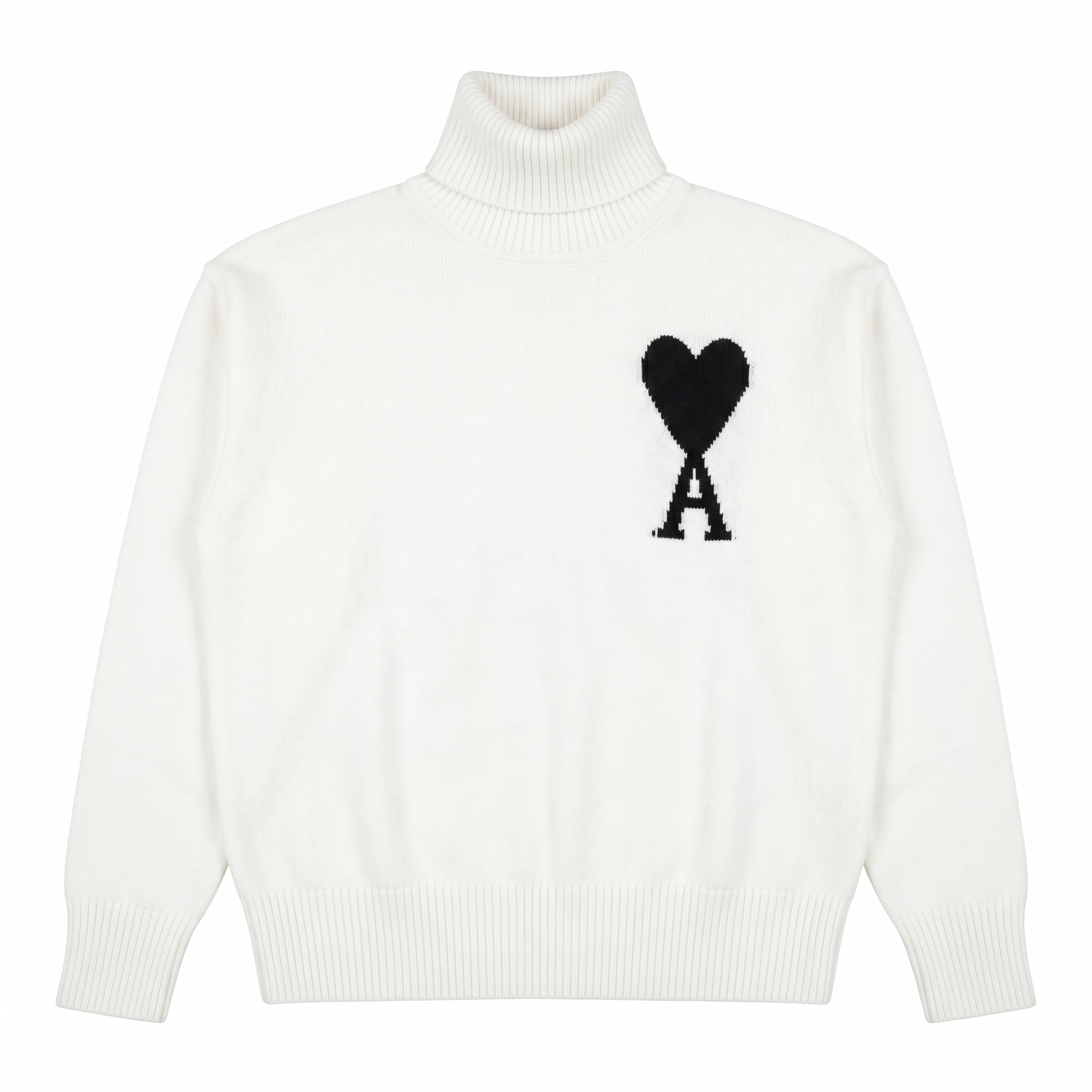 AMI Paris Ami de Coeur Oversized Turtleneck Sweater – White