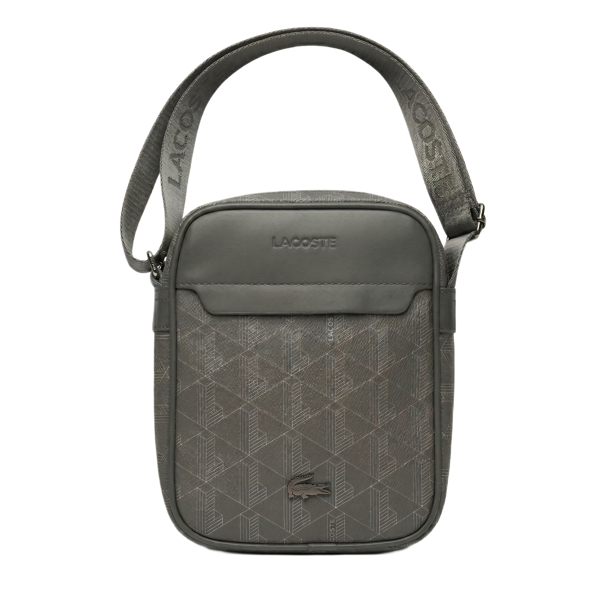 Lacoste The Blend Monogram Vertical Shoulder Bag - Grey