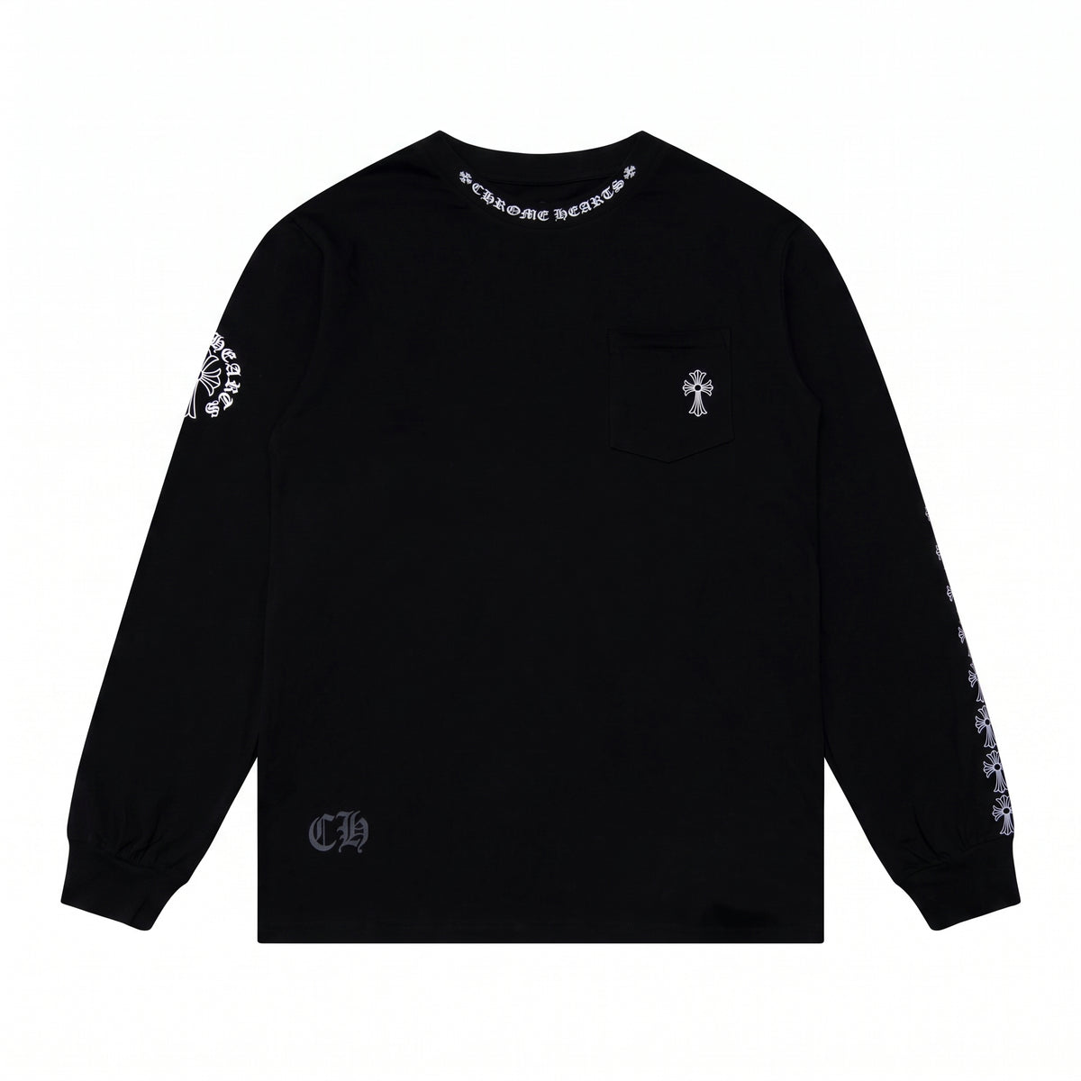 Chrome Hearts Cross Pocket Long Sleeve T-Shirt - Black