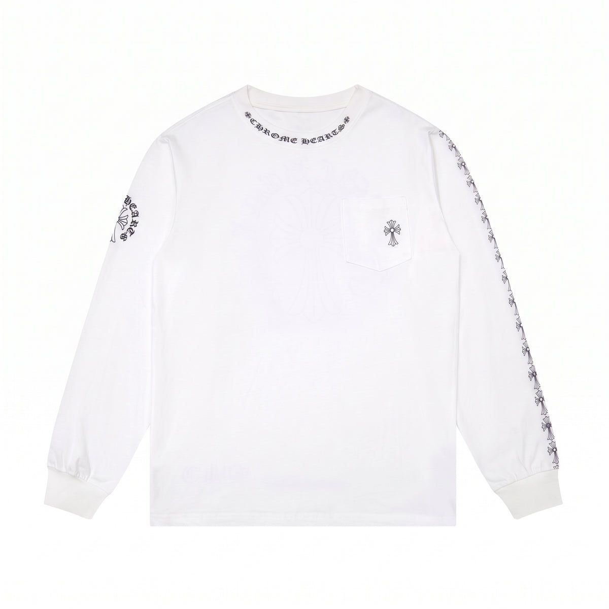 Chrome Hearts Cross Pocket Long Sleeve T-Shirt - White