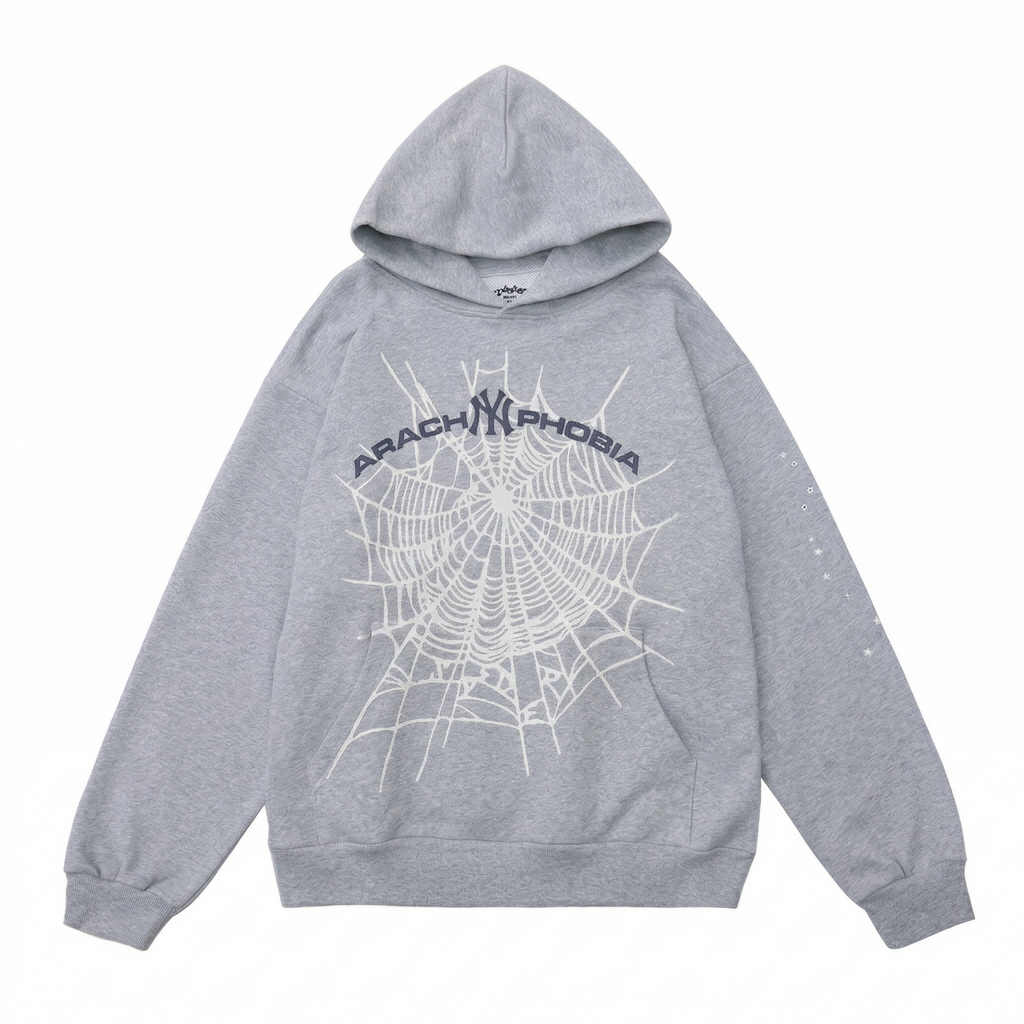 Sp5der NY Arachnophobia Hoodie - Heather Grey