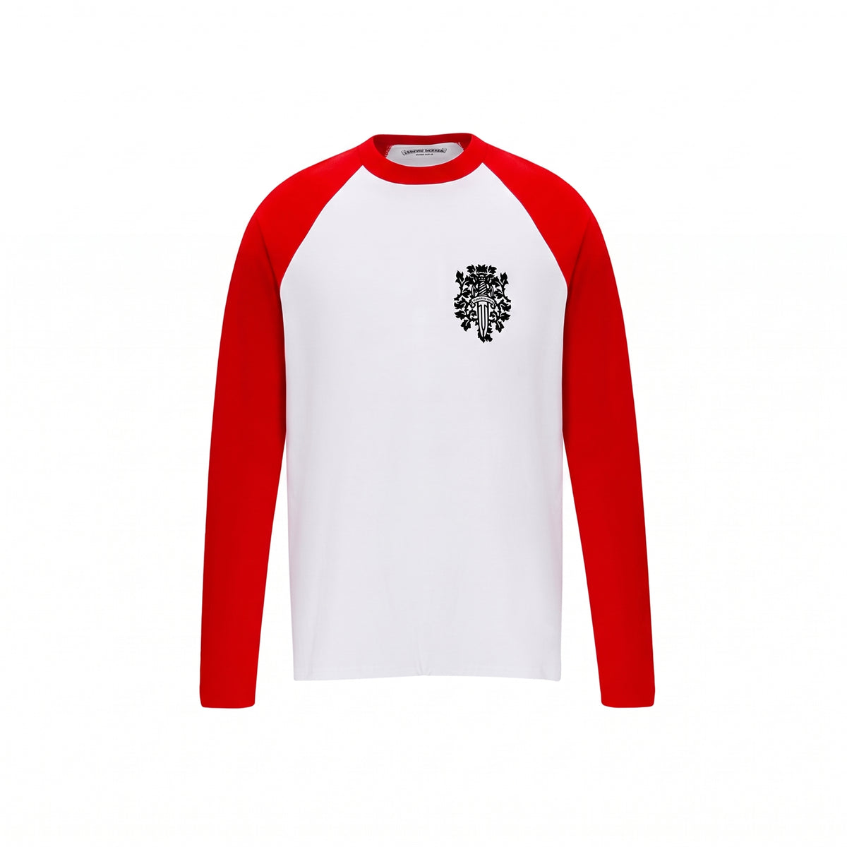 Chrome Hearts Dagger Crest Raglan Long Sleeve T-Shirt - White / Red