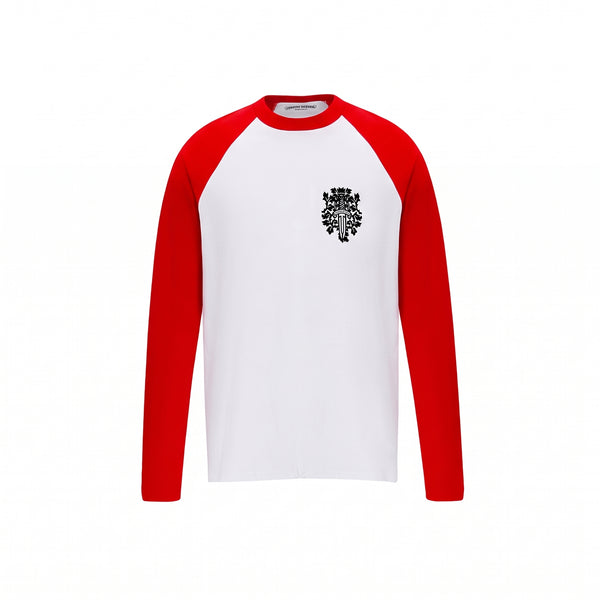 Chrome Hearts Dagger Crest Raglan Long Sleeve T-Shirt - White / Red