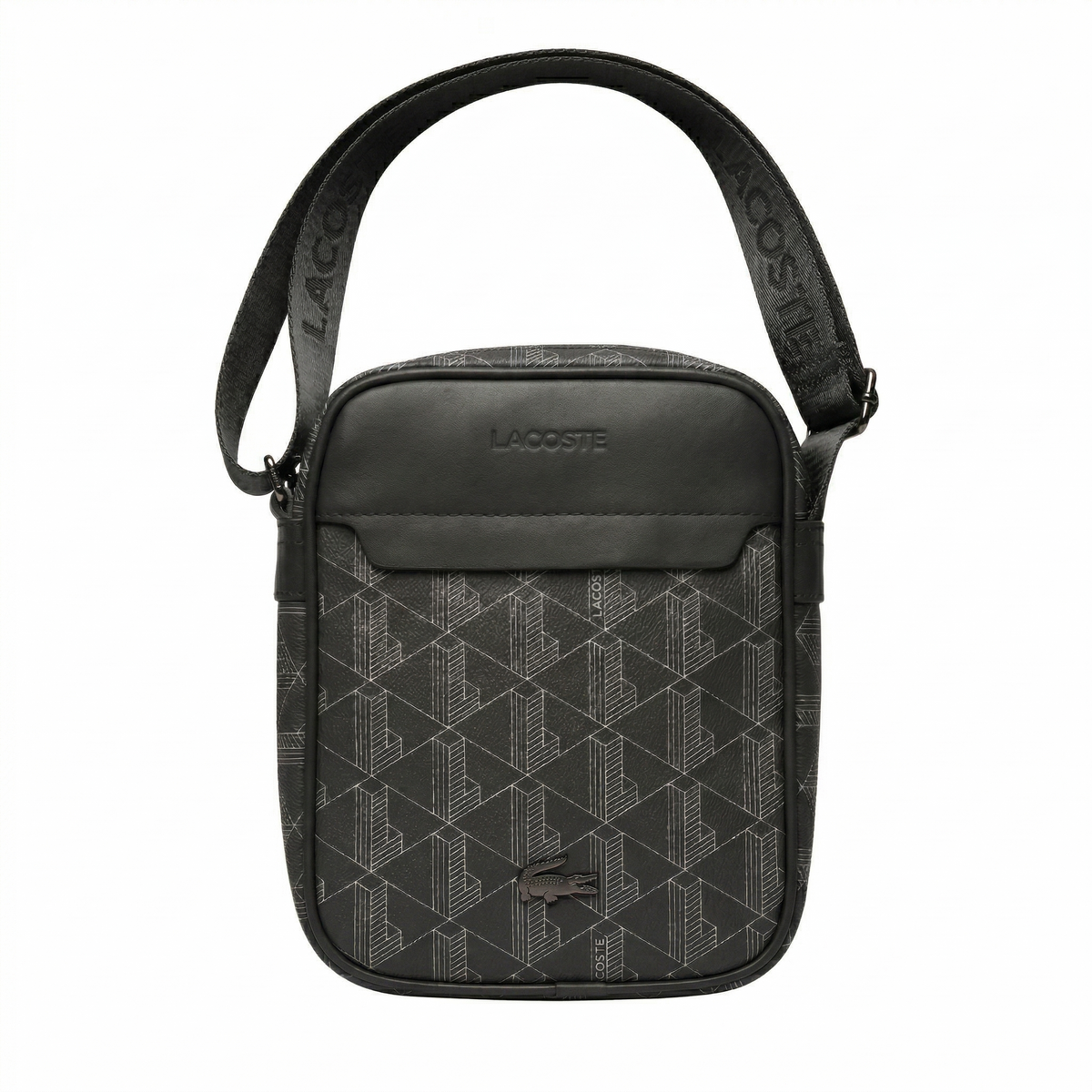 Lacoste The Blend Monogram Vertical Shoulder Bag - Black