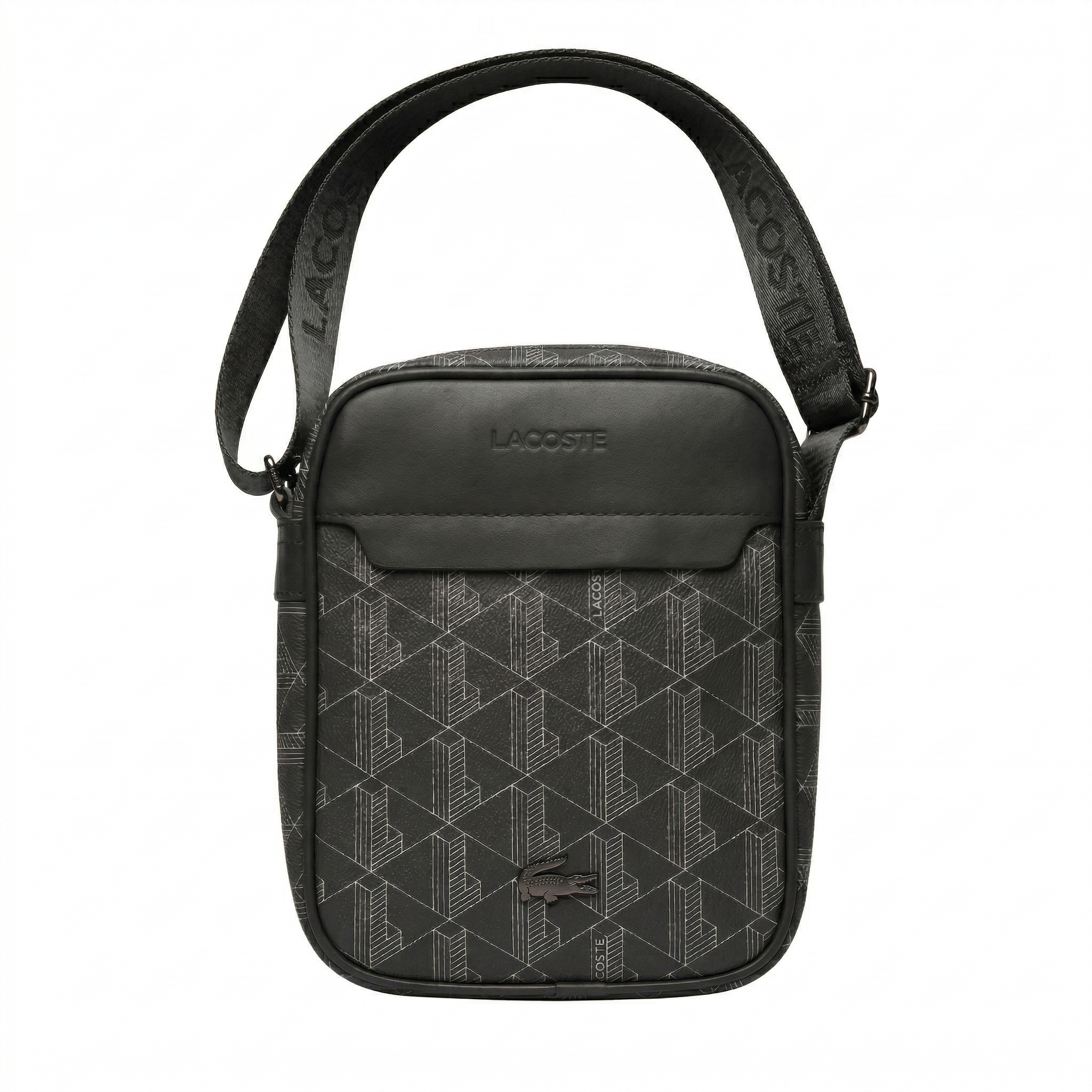 Lacoste The Blend Monogram Vertical Shoulder Bag - Black