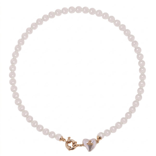 Vivienne Westwood Pearl Heart Necklace - White / Gold