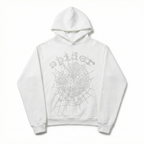 Sp5der Rhinestone OG Web V2 Hoodie - White