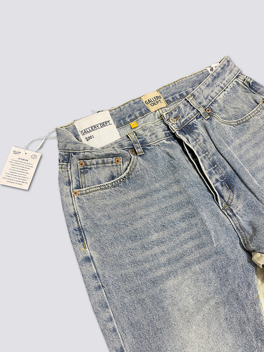 Gallery Dept. Vintage Wash Patchwork Flare Jeans - Light Wash Denim