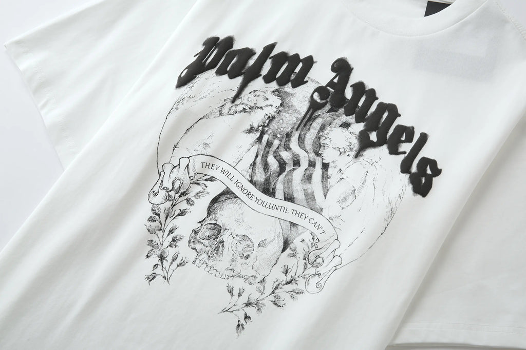 Palm Angels "Ignore You" Skull Graphic T-Shirt - White