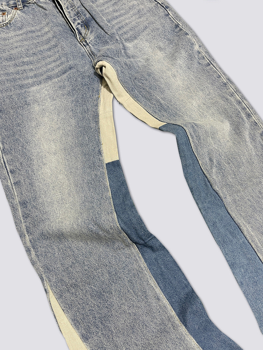 Gallery Dept. Vintage Wash Patchwork Flare Jeans - Light Wash Denim