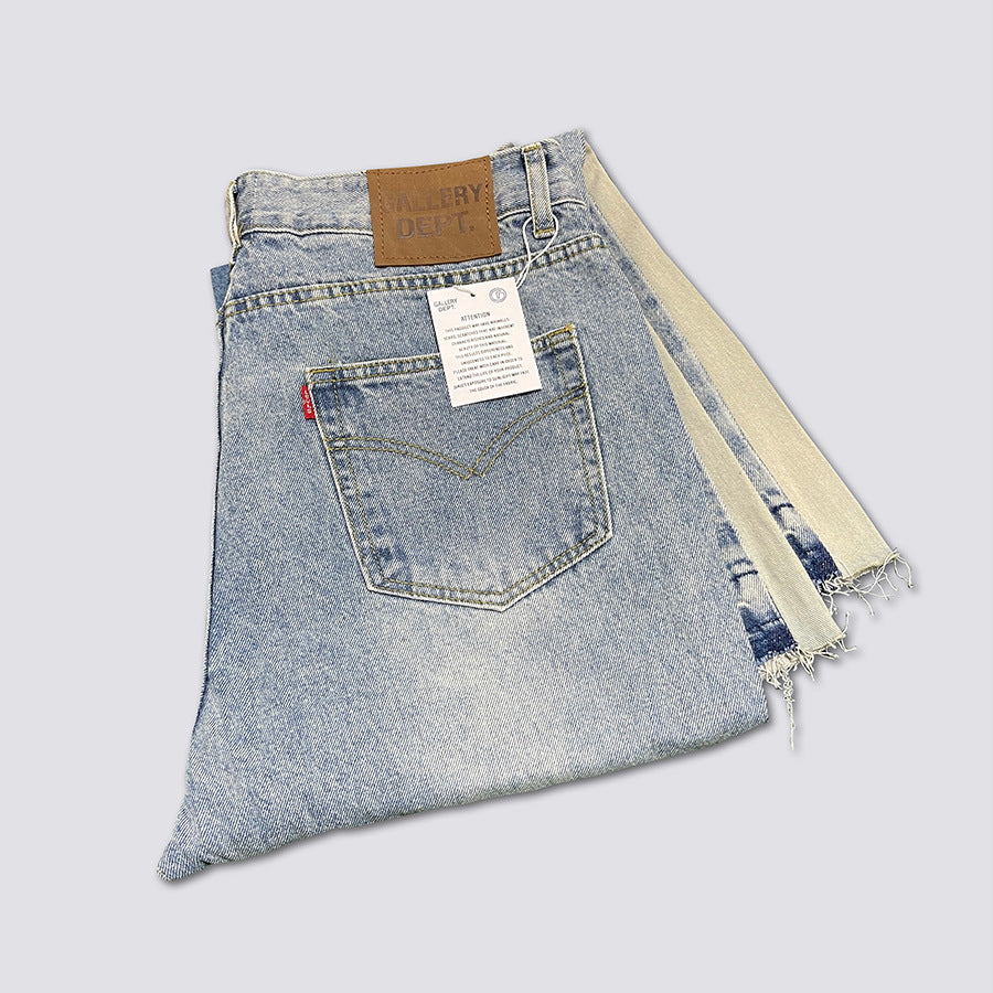 Gallery Dept. Vintage Wash Patchwork Flare Jeans - Light Wash Denim